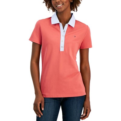 Tommy Hilfiger Womens Orange Button Front Tee Polo Top Shirt XXL BHFO 9604