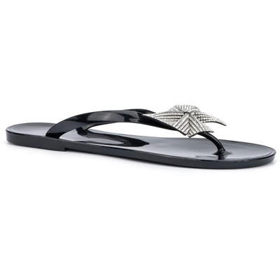 

Olivia Miller Женские блестящие блестящие сандалии Becky Slip On Jelly Sandals Shoes BHFO 0793, Черный, Becky