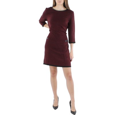 

Женское платье-свитер выше колена с красным узором NY Collection  BHFO 0695, Красный