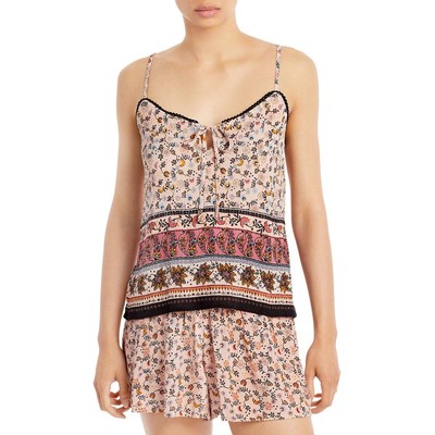 

Aqua Womens Vose Printed Tie Front Camisole Top Bluse BHFO 7292, H blush print