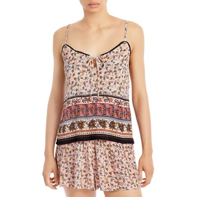 Aqua Womens Vose Printed Tie Front Camisole Top Bluse BHFO 7292