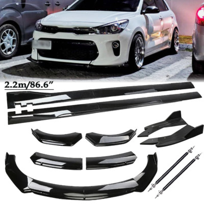 For Kia Rio 2001-2022 Front Bumper Spoiler Kit / Side Skirt / Rear Lip Glossy B