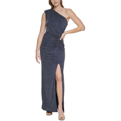 Женское длинное вечернее платье с рюшами темно-синего цвета от Vince Camuto, 10 BHFO 4704