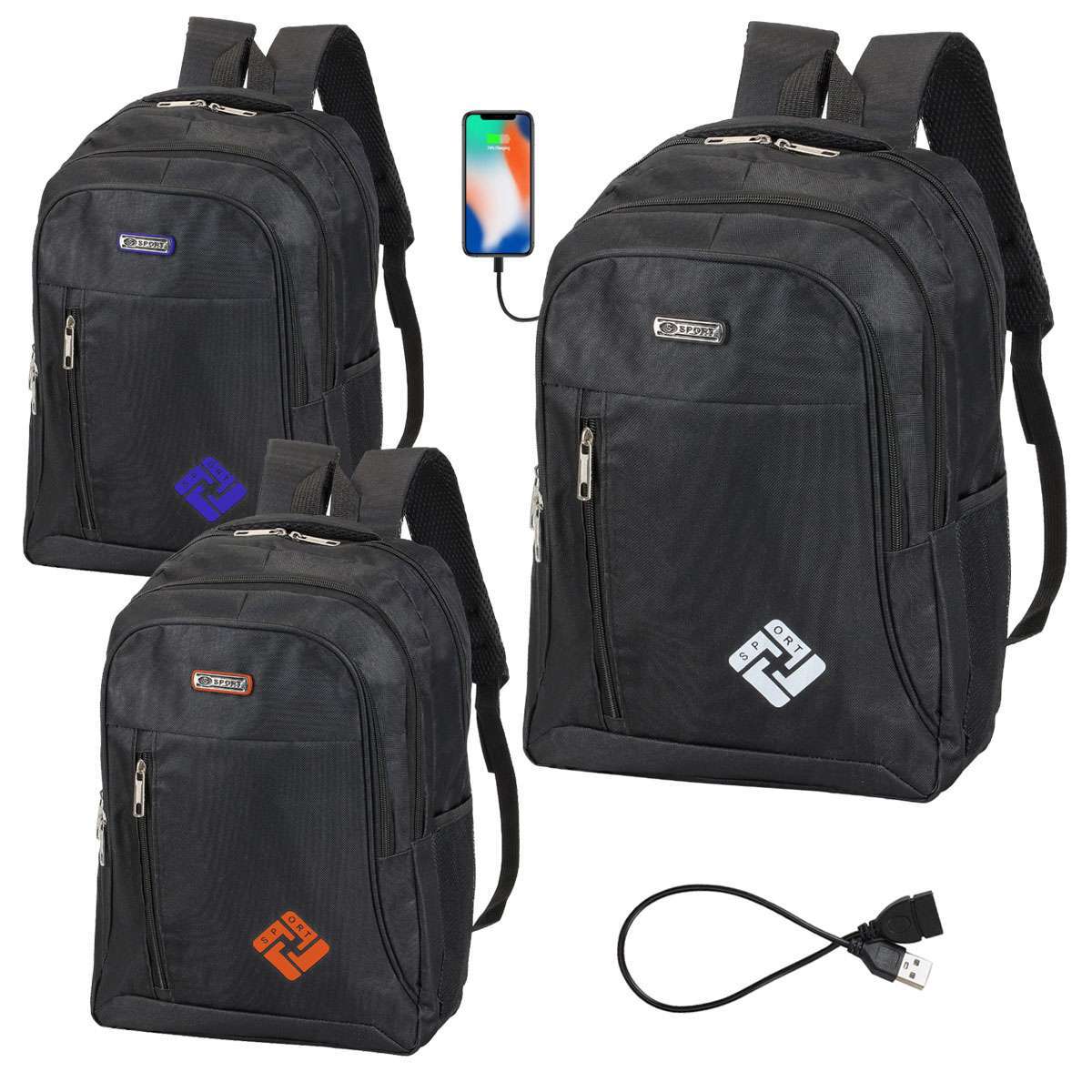 17" Travel Business Shool Book Bag With Usb Port