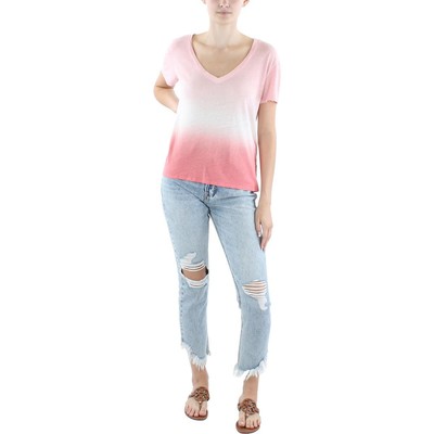 Великолепная женская футболка Maxson Pink Dip-Dye с V-образным вырезом XS BHFO 1422