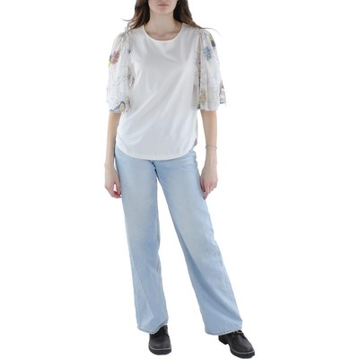 

Женская белая рубашка с круглым вырезом с принтом See by Chloe, топ  BHFO 1511, White powder