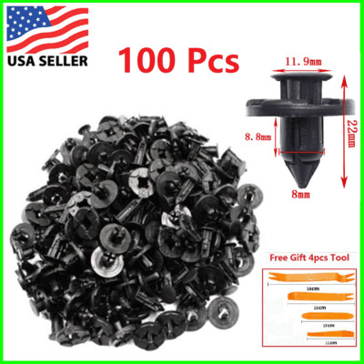 100pcs Bumper Clips 8mm Plastic Rivet Fastener Mud Flaps Fender Push for NISSAN