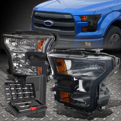 ДЛЯ 15-17 FORD F150 ДЫМЧАТЫЙ КОРПУС, ЯНТАРНЫЕ УГЛОВЫЕ ФАРЫ ГОЛОВНОГО СВЕТА + НАБОР ИНСТРУМЕНТОВ