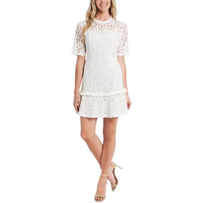 

Женское белое короткое кружевное мини-платье CeCe  BHFO 3543, Soft ecru