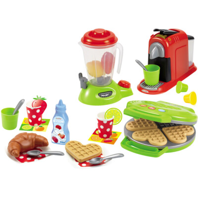 Ecoiffier Kinder Küchengeräte Kaffeemaschine Waffeleisen Mixer Zubehör Spielzeug