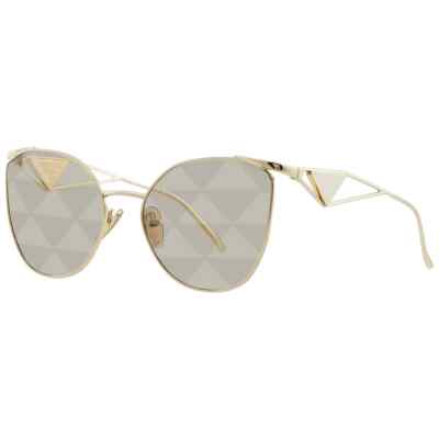 Pre-owned Prada Brown Tampo Triangles Silver Irregular Ladies Sunglasses Pr 50zs Zvn04t 59