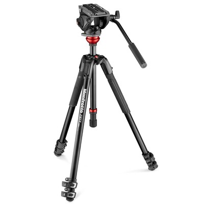 Трехсекционный алюминиевый видеоштатив Manfrotto 190X с видеоголовой 500 Fluid