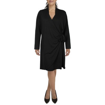 24seven Comfort Apparel Женское черное однотонное платье с запахом плюс 3X BHFO 2231