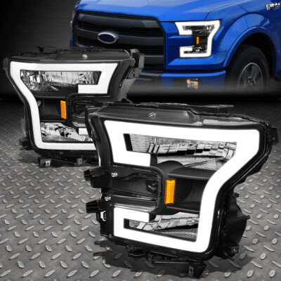 ДЛЯ 15-17 FORD F150 3D LED DRL ТРУБКА ХОДОВАЯ ПОЛОСА ФАРЫ/ЛАМПЫ ЧЕРНЫЙ/ЯНТАРНЫЙ