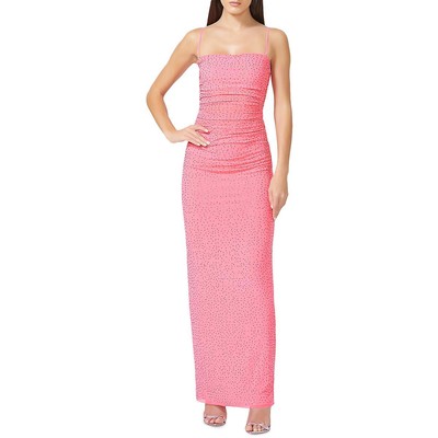 Официальное вечернее платье AFRM Womens Jennan Pink, вязаное со стразами, M BHFO 5866