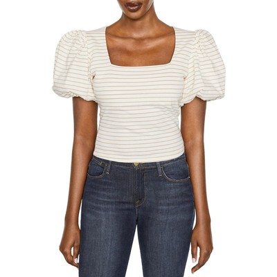Женская блузка с пышными рукавами в полоску цвета слоновой кости Nina FRAME Womens L BHFO 8645