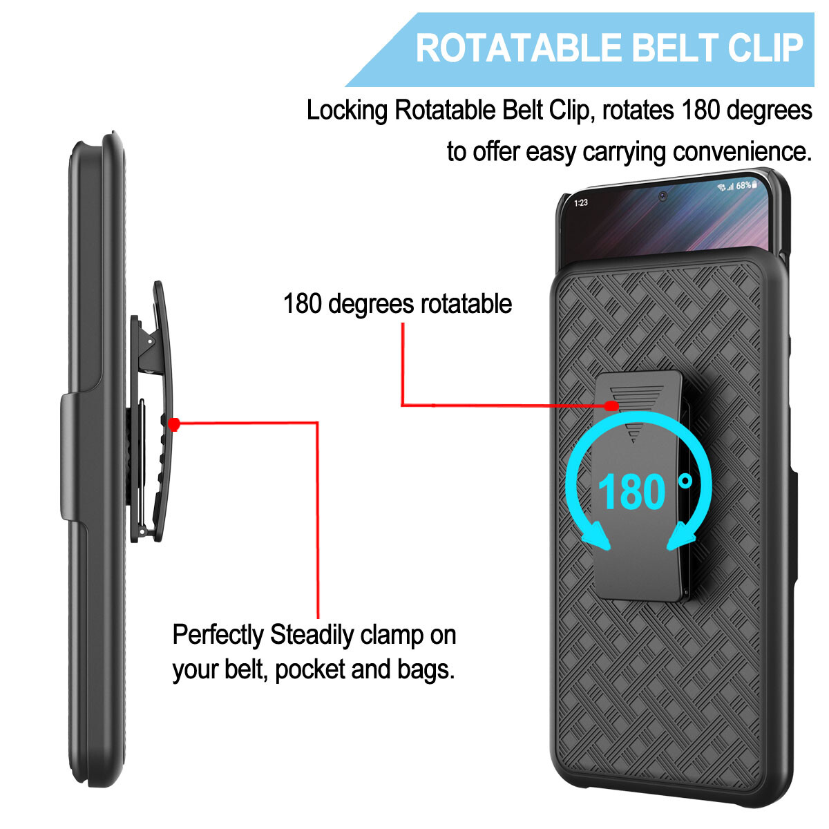 For Samsung Galaxy S23 S23 Plus S23 Ultra Holster Belt Clip Case Cover Kickstand