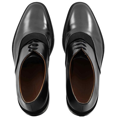 BURBERRY BURBERRY MEN'S NAVY STREAMDALE RIBBON DECORATED LEATHER OXFORD SHOES, BRAND SIZE