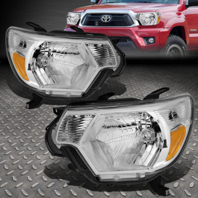 ДЛЯ 12-15 TOYOTA TACOMA ХРОМИРОВАННЫЙ КОРПУС ЯНТАРНЫЕ УГЛОВЫЕ ЛАМПЫ ДЛЯ ЗАМЕНЫ ФАР
