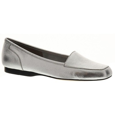 Array Womens Freedom Silver Leather Loafers Shoes 7 Wide (C,D,W) BHFO 9453