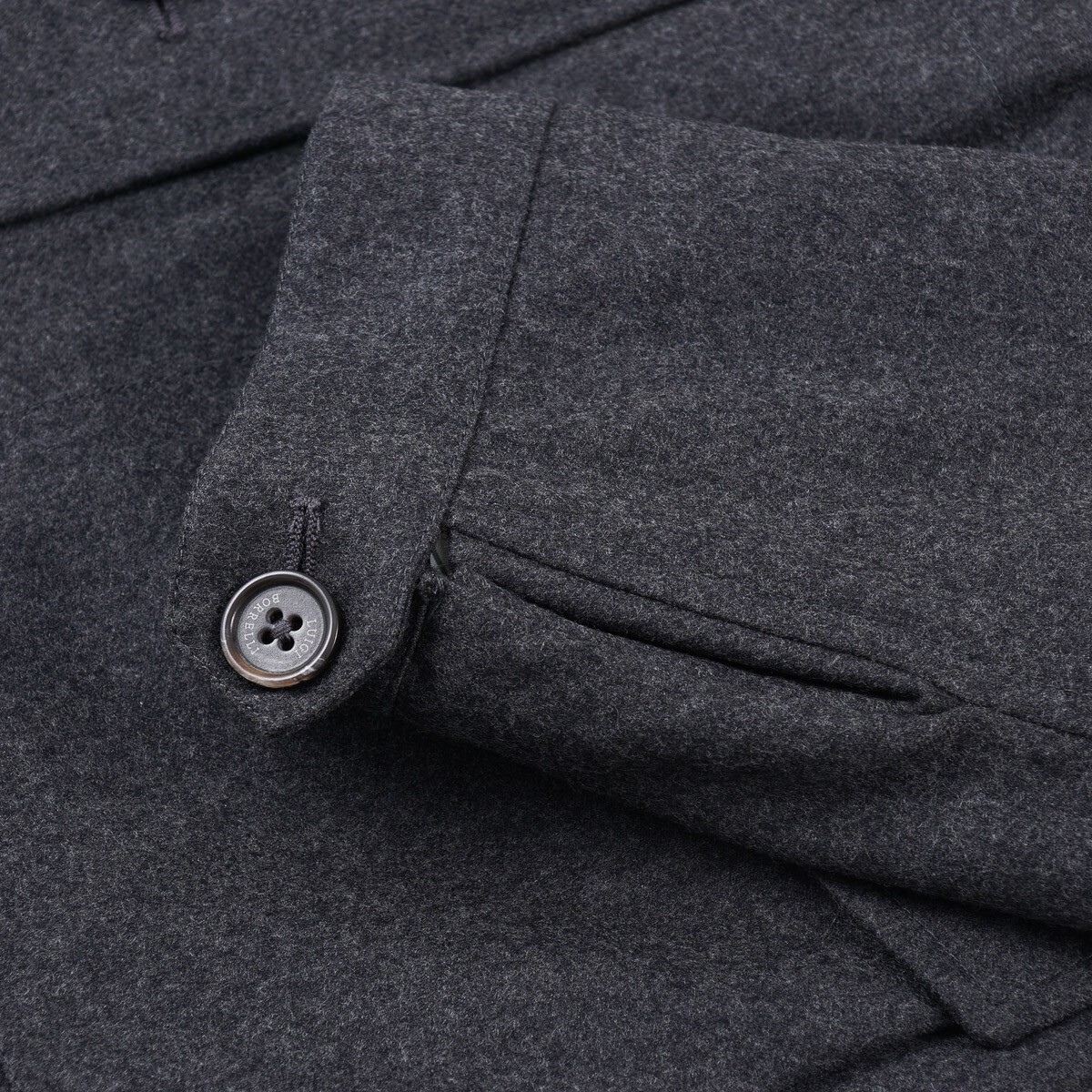 Pre-owned Luigi Borrelli Charcoal Gray Flannel Wool Field Jacket With Hood M (eu 50)