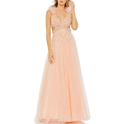 

Женское длинное вечернее платье Mac Duggal с украшением BHFO 5054, Peach