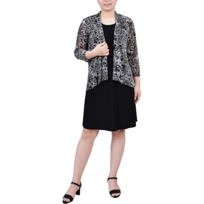 NY Collection Womens Solid  Work Sheath Dress Petites BHFO 7812