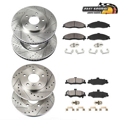 For Town Country Grand Caravan Journey C/V Routan Front+Rear Rotors Ceramic Pads