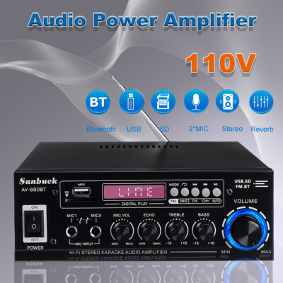 2000W 2 Channel bluetooth 5.0 HIFI Power Amplifier Audio Stereo Amp Home Car FM