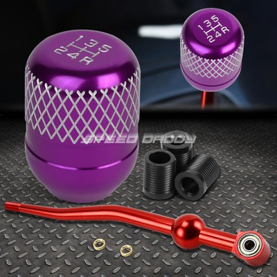 КОРОТКИЙ ПЕРЕКЛЮЧАТЕЛЬ ПЕРЕДАЧ ИЗ КРАСНОГО АЛЮМИНИЯ С ДВОЙНЫМ ИЗГИБОМ + ФИОЛЕТОВАЯ 5-СТУПЕНЧАТАЯ РУЧКА С СЕТКОЙ ДЛЯ EK/ EJ/ EG/DC