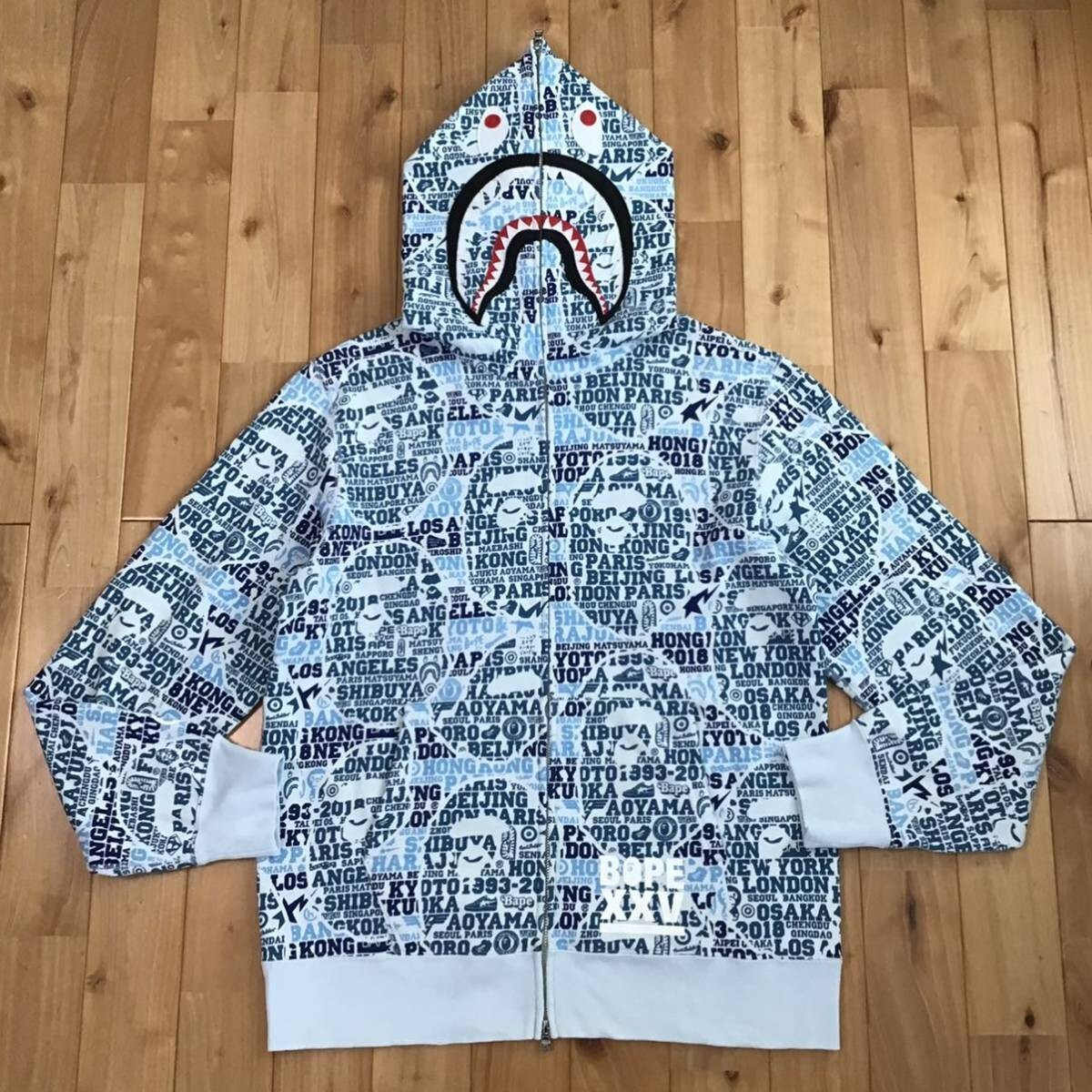 BAPE XXV CITIES CAMO Shark full zip hoodie Light blue A
