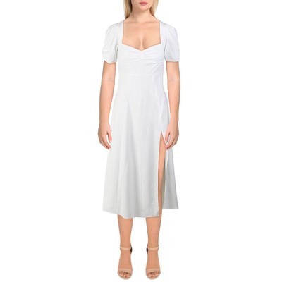 Женское платье-комбинация с пышными рукавами в белый горошек от Danielle Bernstein 4 BHFO 0732