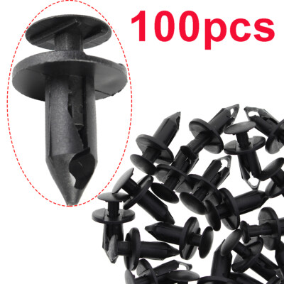 100x New 8mm Hole Plastic Rivets Fastener Push Clips Black For Car Auto Fender