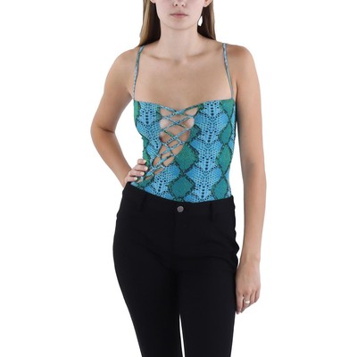 Женский топ-боди на шнуровке с принтом зеленой змеи AFRM Womens XS BHFO 5705