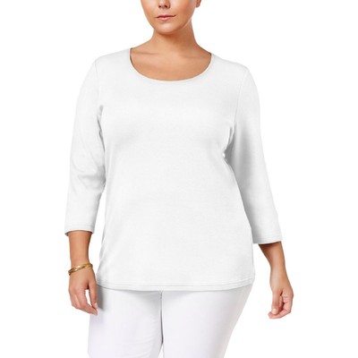 Женская белая футболка с круглым вырезом из 100% хлопка Karen Scott Top Plus 0X BHFO 6635