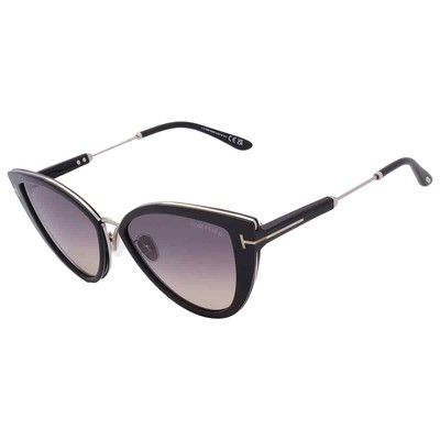 Pre-owned Tom Ford Angelica Smoke Gradient Cat Eye Ladies Sunglasses Ft0868 01b 57 In Gray