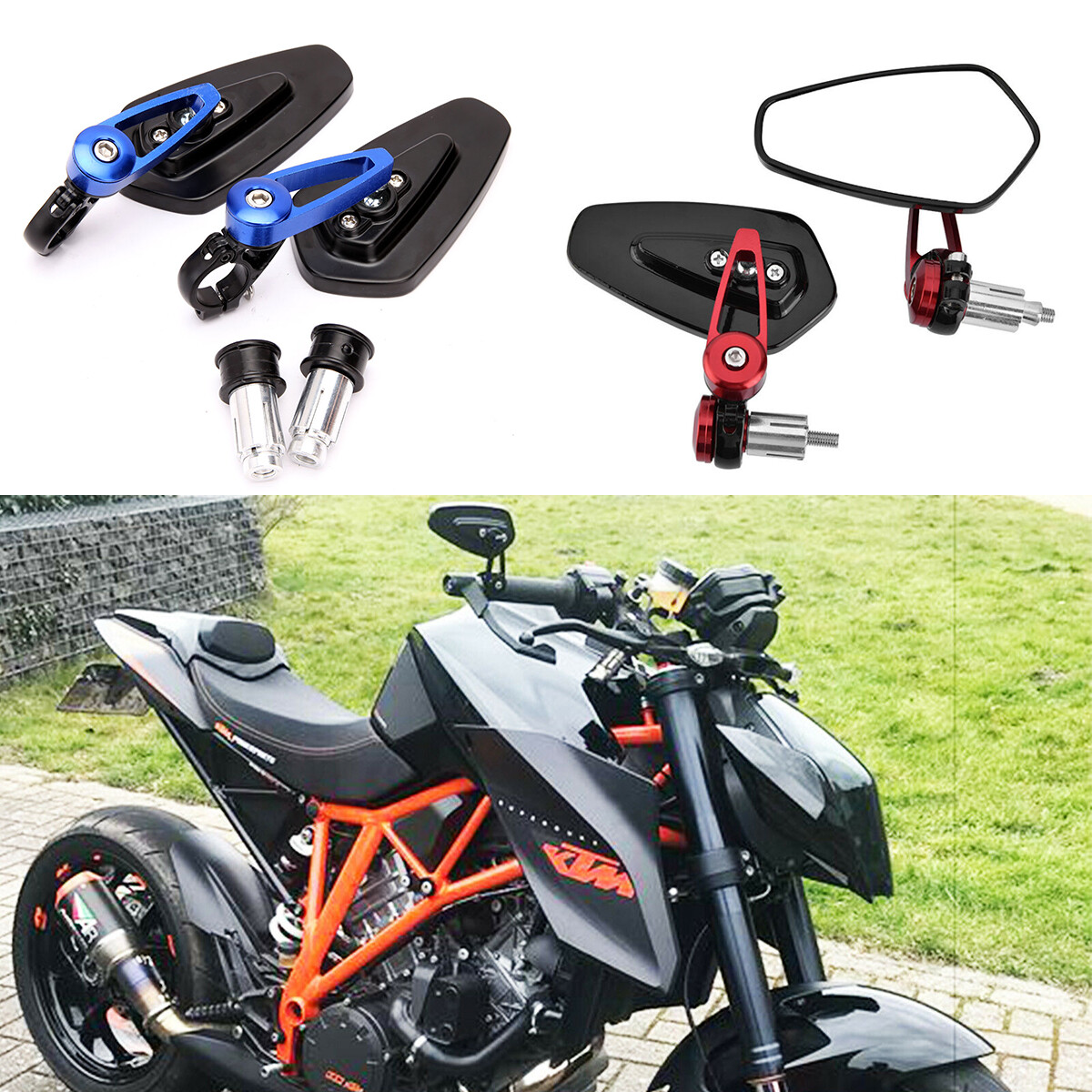 Handle Bar End Mirrors Motorcycle Rear View Wing Mirror For 250 390 690