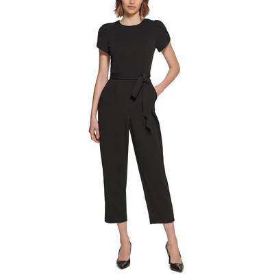 Calvin Klein Womens Black Pleated Cropped Jumpsuit Petites 0P BHFO 8644
