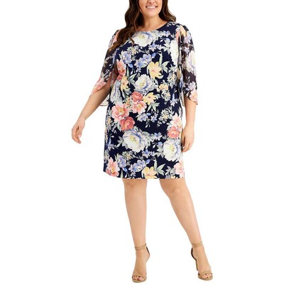 Connected Apparel Женское темно-синее мини-платье-футляр с цветочным рисунком Plus 18W BHFO 2651