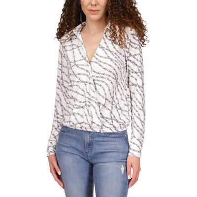 Женская блузка с воротником-стойкой и логотипом MICHAEL Michael Kors цвета слоновой кости XL BHFO 6150