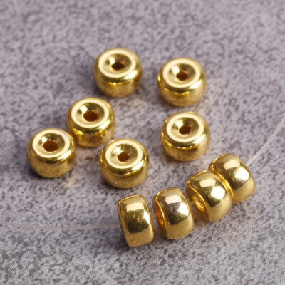 4/5/6/8/10mm Rondelle Gold/Silver Hollow Matte Brass Metal Loose Spacer Beads