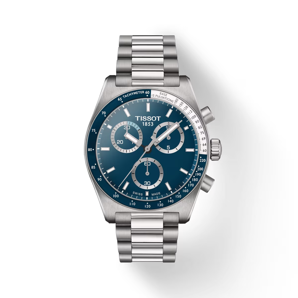 Pre-owned Tissot Pr516 Chronograph 40 Mm Ss Quartz Blue Dial Watch T149.417.11.041.00