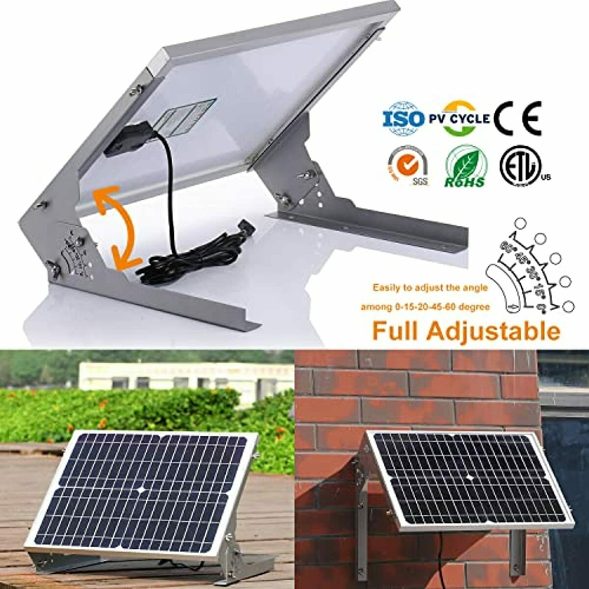 20watt Solar Panel Charger Kit for 12 Volt Battery Gate Opener Trolling Motor V