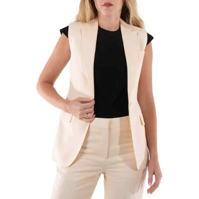 Pre-owned Burberry Ladies Buttermilk Beige Aurelie Tailored Vest