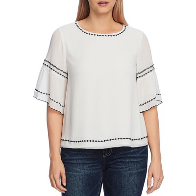 Женская шифоновая блузка с вышивкой цвета слоновой кости Vince Camuto, топ S BHFO 9831