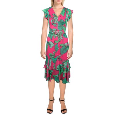 

Tommy Hilfiger Женское розовое многоярусное длинное летнее платье макси  BHFO 5998, Pink/green