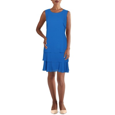 Женское синее многоярусное мини-платье-туника без рукавов Lauren Ralph Lauren 0 BHFO 9578