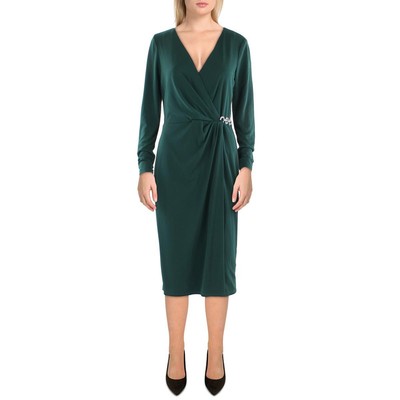 Женское зеленое платье-стихарь Lauren Ralph Lauren для коктейлей и вечеринок 14 BHFO 6012