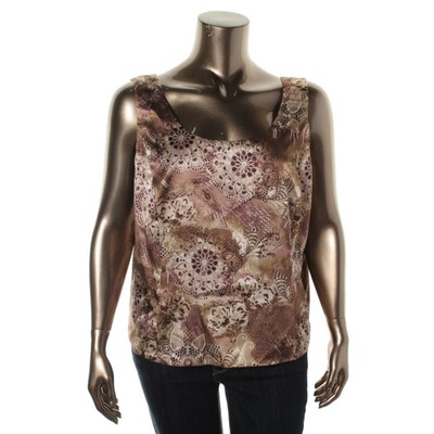 

Женская коричневая майка Tahari ASL с атласным принтом Shell Plus  BHFO 7714, British brown