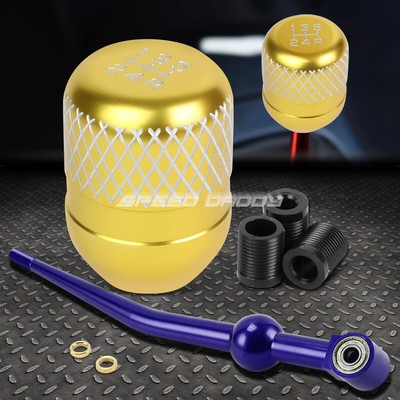 КОРОТКИЙ ПЕРЕКЛЮЧАТЕЛЬ ПЕРЕДАЧ ИЗ СИНЕГО АЛЮМИНИЯ С ОДНИМ ИЗГИБОМ + ЗОЛОТАЯ 5-СТУПЕНЧАТАЯ РУЧКА С СЕТКОЙ ДЛЯ EK/ EJ/ EG/DC